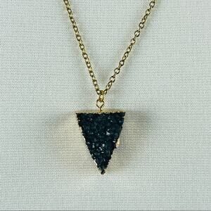 Plunder druzy grey black  crystal stone set in gold